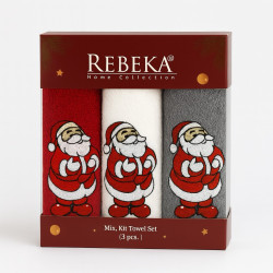 СЕТ от коледни кърпи в кутия Дядо Коледа - 3 броя